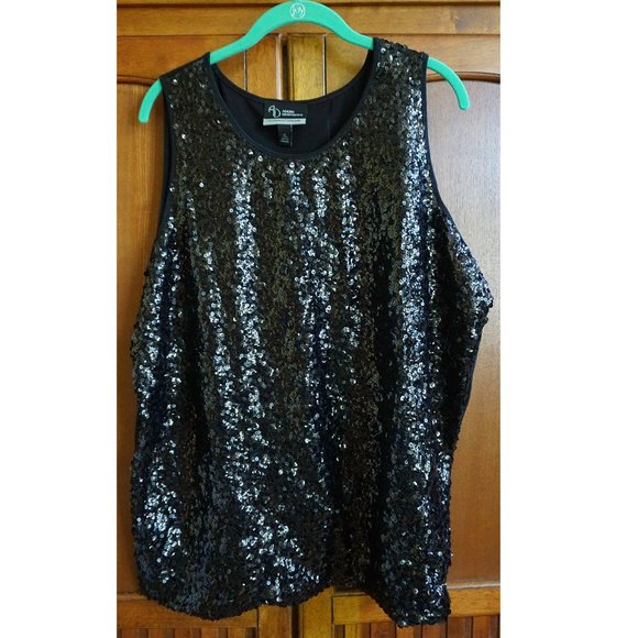Added Dimensions Tops - Added Dimensions Black Sequin Shell